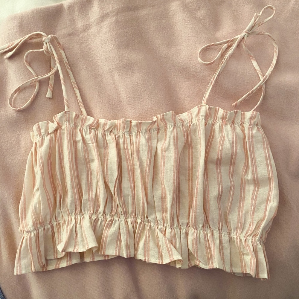 Pink and white stripe tank top